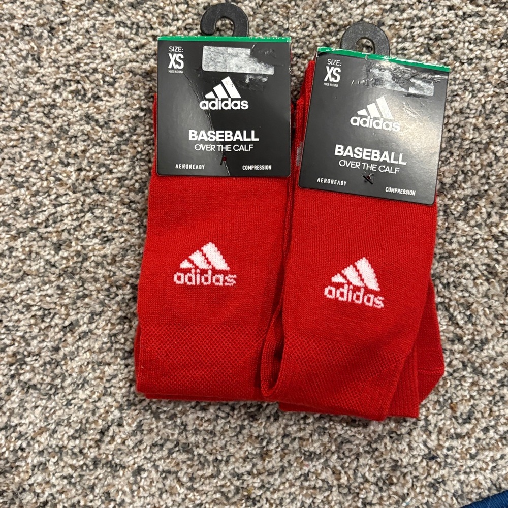 Adidas Red Over the Calf Baseball Socks Bundle (2pair)